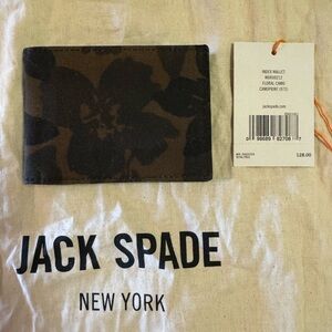JACK SPADE- index wallet in floral camo waxed canvas.